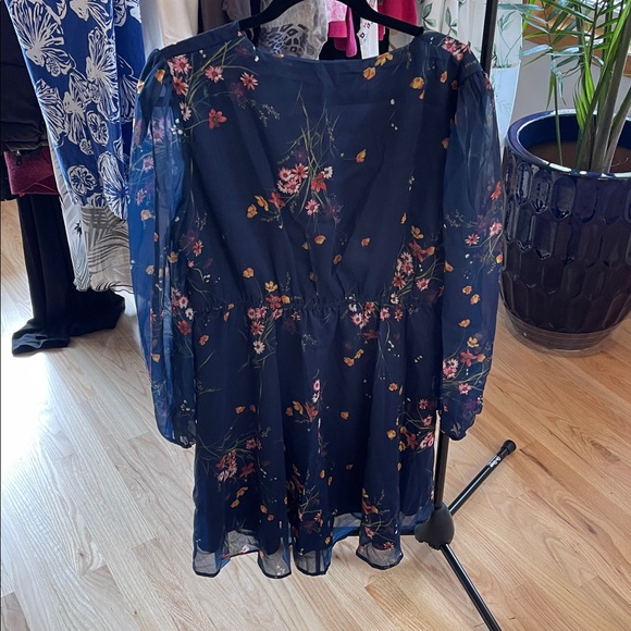 Cupshe Navy Floral Long Sleeve Dress - Picture 4 of 4